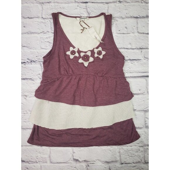 NEW Ruby Rose Boutique Size Small Tank Top Floral Embellishments - Picture 1 of 7